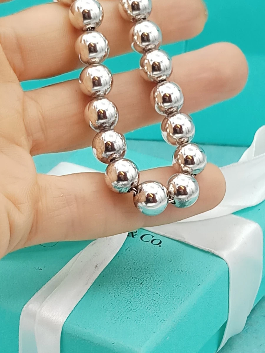 Tiffany Co. City Hardware 10mm Ball Bead Silver Bracelet 8.25