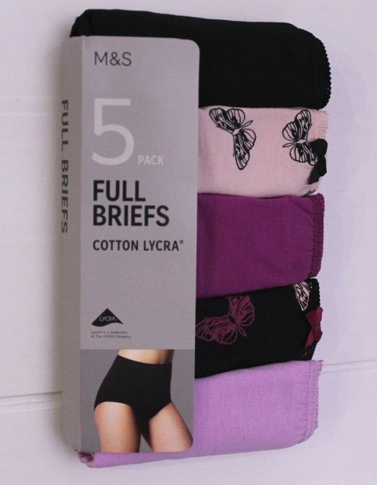 M & S Ladies 5 Pack Cotton Lycra Full Briefs Knickers Underwear Sizes 8 to 24 - Image 3 of 4