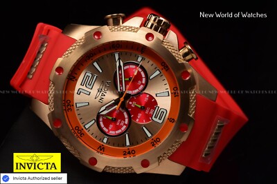 Invicta I-Force Chronograph Dial Qaurtz 50mm Silicone Band ROSE GOLD/RED Watch