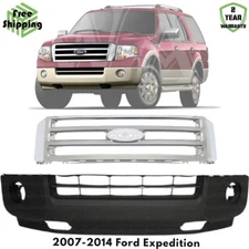Front Bumper Cover Fascia & Grille Assembly Kit For 2007-2014 Ford Expedition