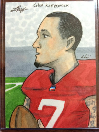 2013 COLIN KAEPERNICK 49ERS 1/1 ORIGINAL ART SKETCH CARD HAND DRAWN BY LEAF - Picture 1 of 3