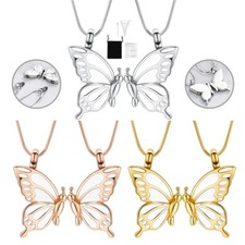 2 Pcs Butterfly Urn Necklaces for Ashes Cremation Keepsake Jewelry Memorial Gift