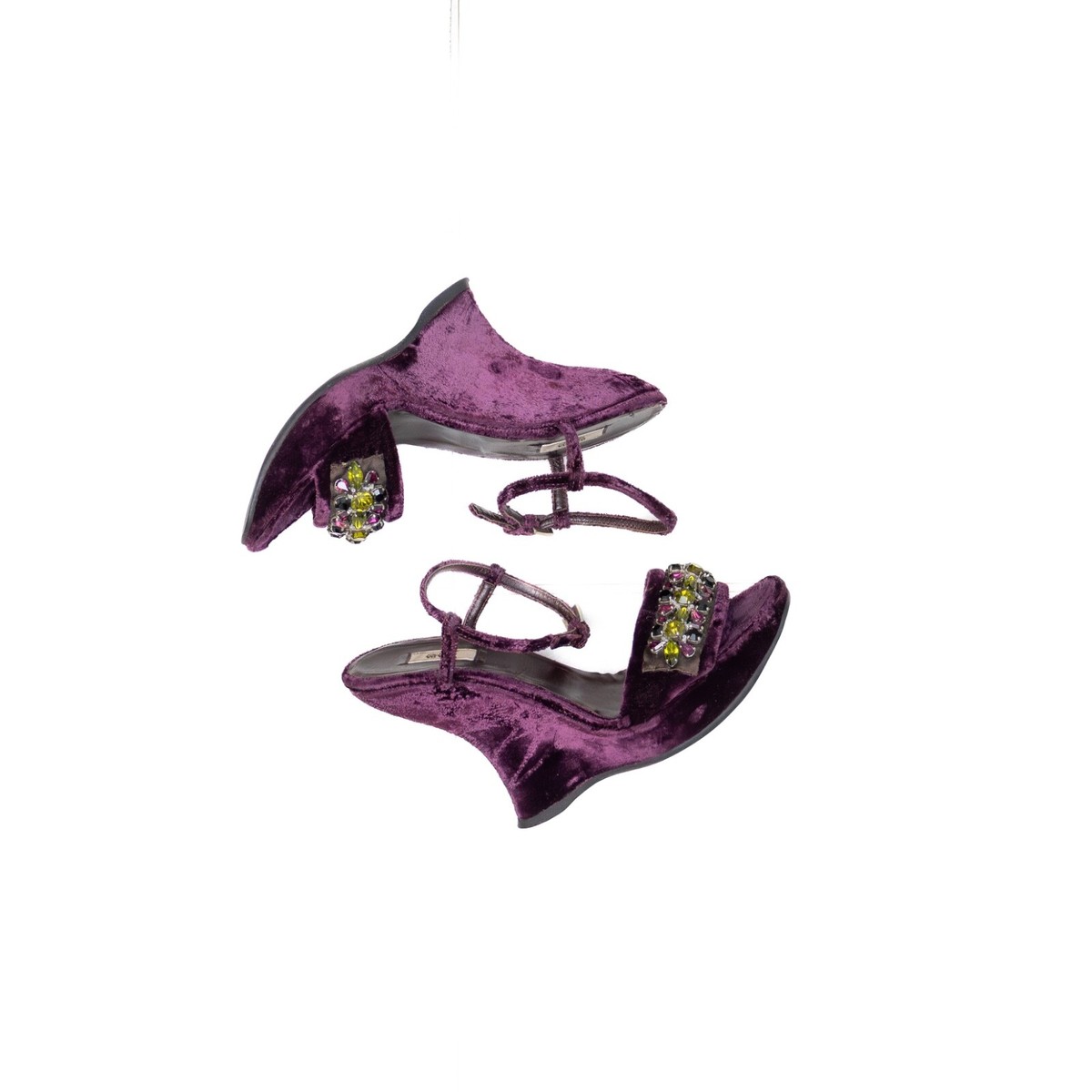 サンダル・ミュール PRADA Tyrian purple suede sandals (1XP48BF095008 F0007) RARE Vintage Prada Purple Velvet Sculptural Wedge Sandals