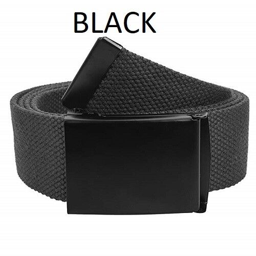 Canvas Fully Adjustable Belt with Black Flip Top Buckle      " Unisex & Cotton " - Afbeelding 1 van 13