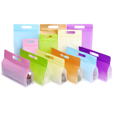50 Gradient Color Kraft Paper with Clear Side Gusset Window Carrying Handle Bags