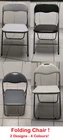Folding Chair Padded Leather For Study Office Black / White / Grey Metal