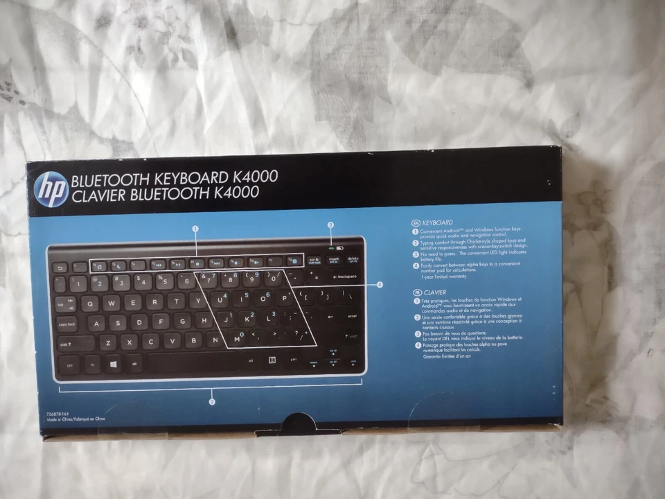 Brand New Sealed HP Bluetooth Keyboard K4000 Slim Portable Multi-OS Compatible - Image 2 of 2