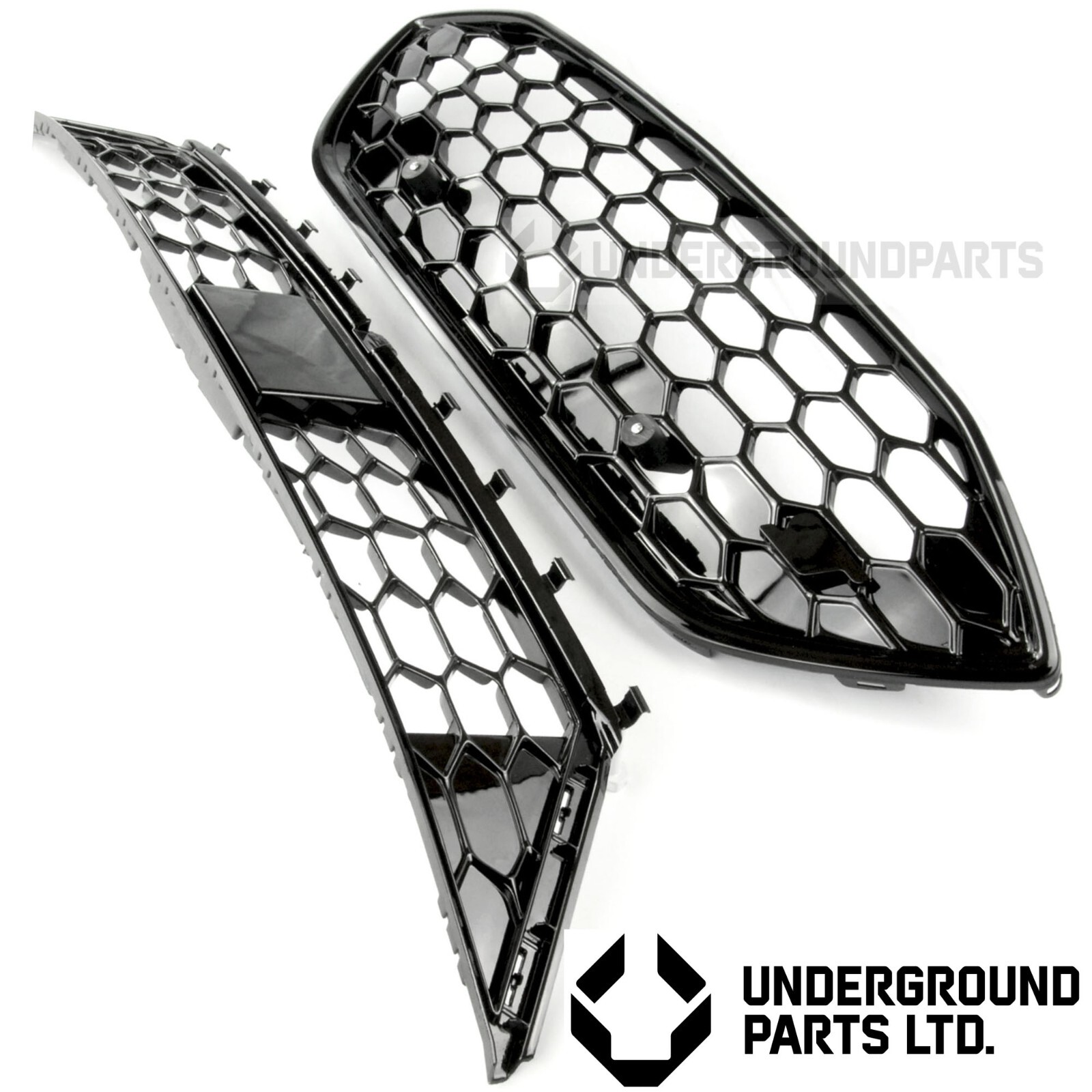 FORD FOCUS ST ST-LINE MK4 18-22 GLOSS BLACK HONEYCOMB FRONT BUMPER GRILLES KIT