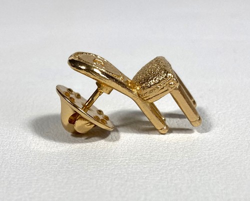 Vintage CHRISTIAN DIOR Gold Logo Chair Lapel Tie Pin 1980s 24K Gold Electroplate - Picture 6 of 12