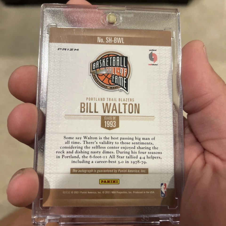 Blazers Bill Walton 2021-22 Panini HOF Silver Prizm AUTO en tarjeta SSP - SH-BWL Foto 2 de 4
