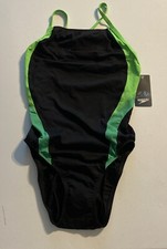 Speedo Women's Swimsuit One Piece Endurance Cross Back Black/Green Size 8/34