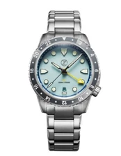 New Zelos MAKO 300M  GMT SKY BLUE 40mm Automatic STEEL Watch - DEALER & WARRANTY