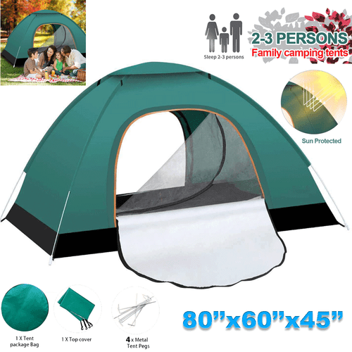 1-2 Person Automatic Pop up Tent for Family Camping Hiking Waterproof Green NEW - Bild 1 von 12