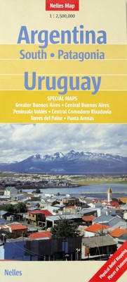 NEW 2008~MAP of ARGENTINA SOUTH~PATAGONIA~URUGUAY,by Nelles~Plus Detail Maps
