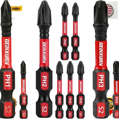 Precision Engineered 10-Pack Magnetic Phillips Screwdriver Bits - 2-Inch Length