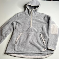 The North Face Womens Fleece Hoodie Pullover Gray XL Half Zip Jacket Sherpa Warm