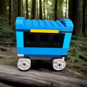 Lego Classic Blue Train With Wheels Engine And Connecting Car Used