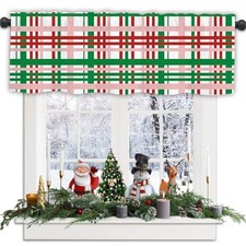 Christmas Valances for Windows, 54 x 18 Inch 18.1"W x 53.9"L Pack of 1 Red