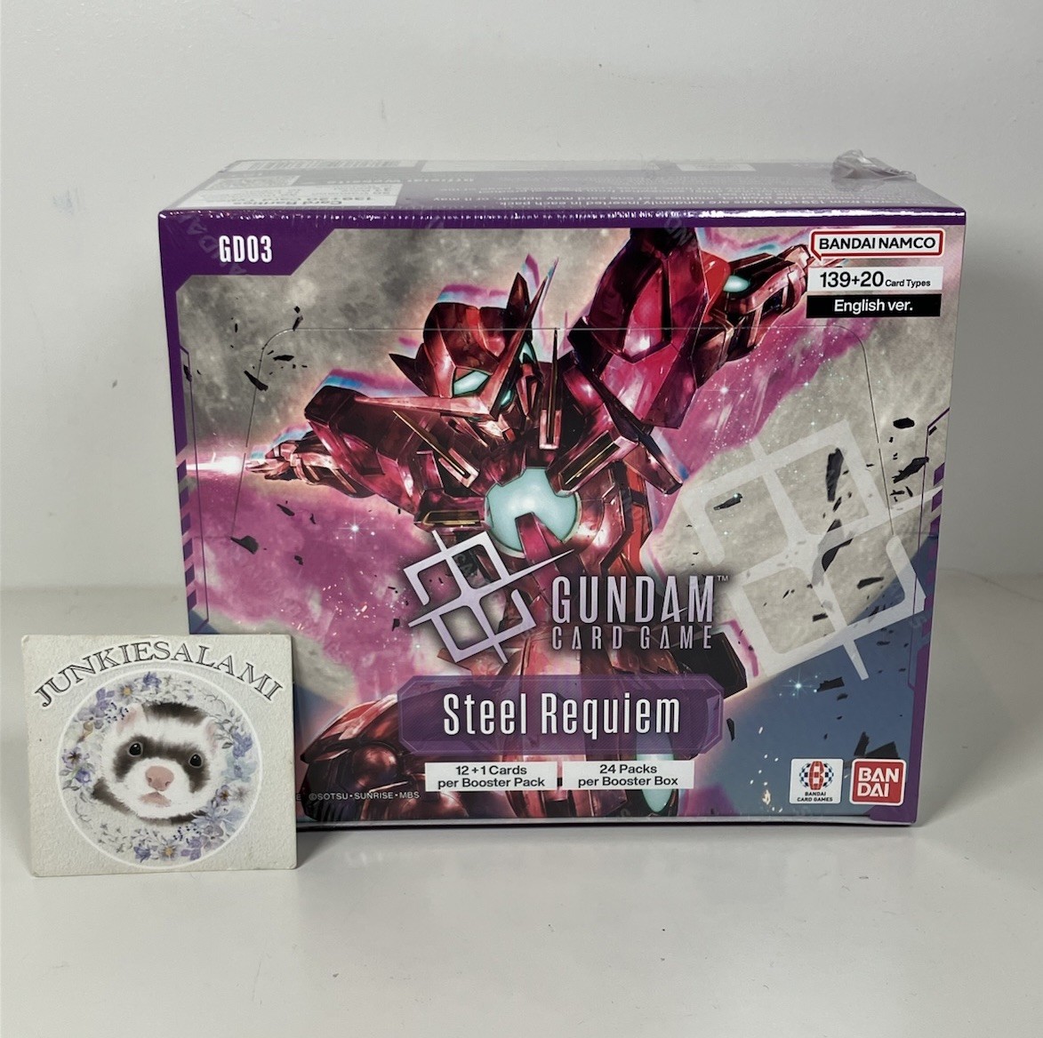 BANDAI Gundam Card Game Steel Requiem English Booster Box Display