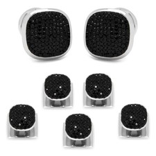 Stainless Steel Black Pave Crystal 5-Stud Set