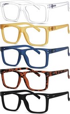 5-Pack Oversized Square Reading Glasses 2.00 Men Women