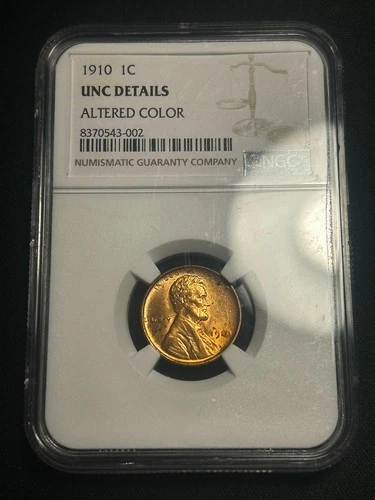 1910 Lincoln Wheat Cent Uncirculated Altered Color Toned NGC Good Book Filler