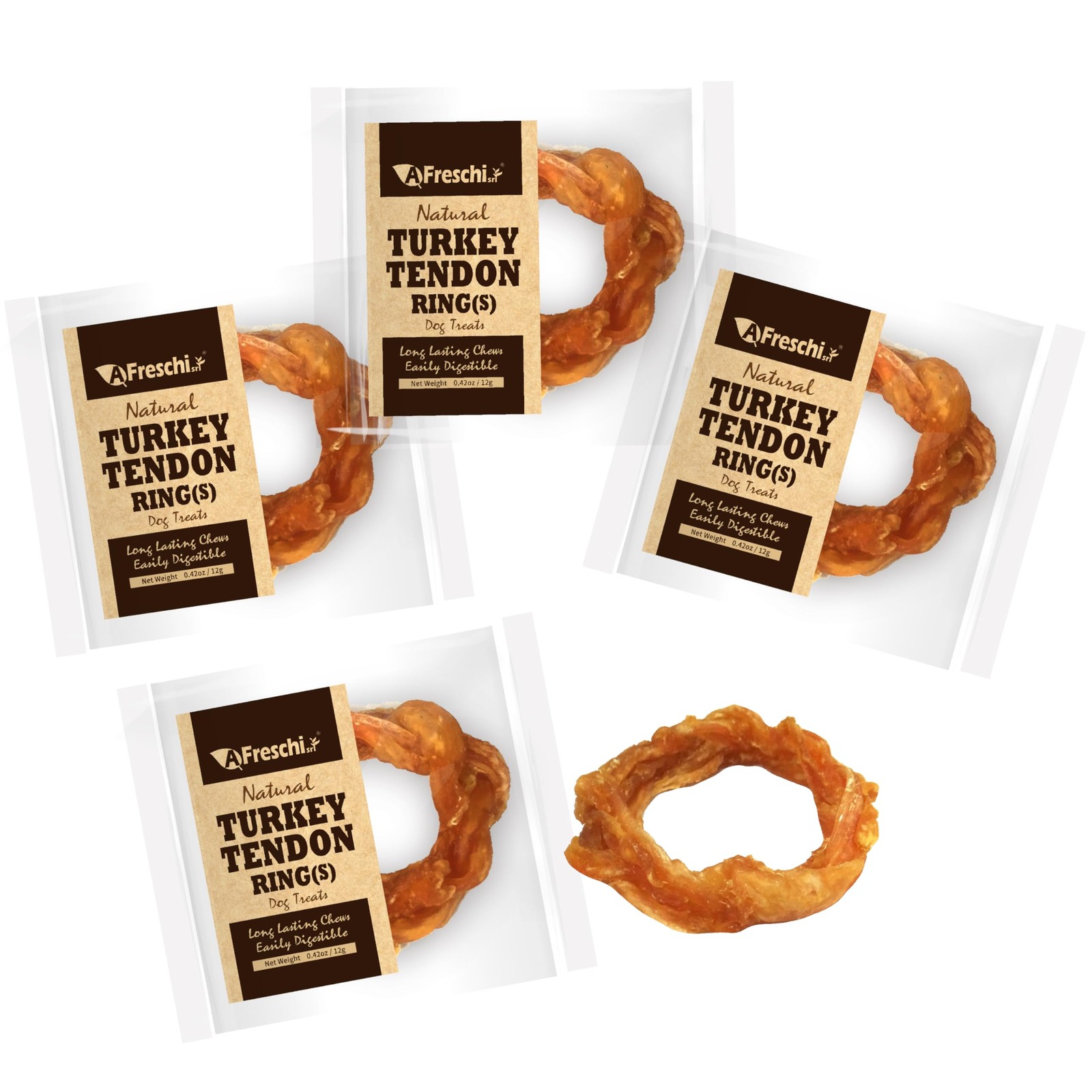 Afreschi Turkey Tendon for Dogs, Dog Treats for Signature Series, All Natural