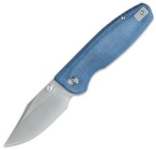 CMB Made Knives Lucky Linerlock Blue Micarta Folding 14C28N Pocket Knife 21A