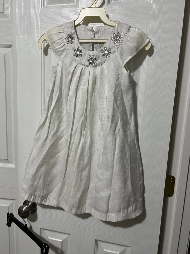 gymboree dress size 7 white short sleeve with rhinestones - Image 3 of 4