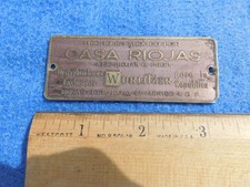 1950s Casa Riojas Wurlitzer Exclusive Distributor identification plate
