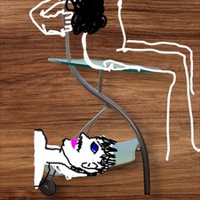 Defication Fetish Rolling Table Glass Top, Metal Frame, Lower Shelf for Viewing