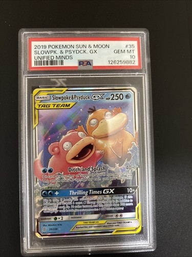 2019 Pokémon Sun And Moon Slowpk & PSYDCK GX #35 Gem Mint 10 PSA