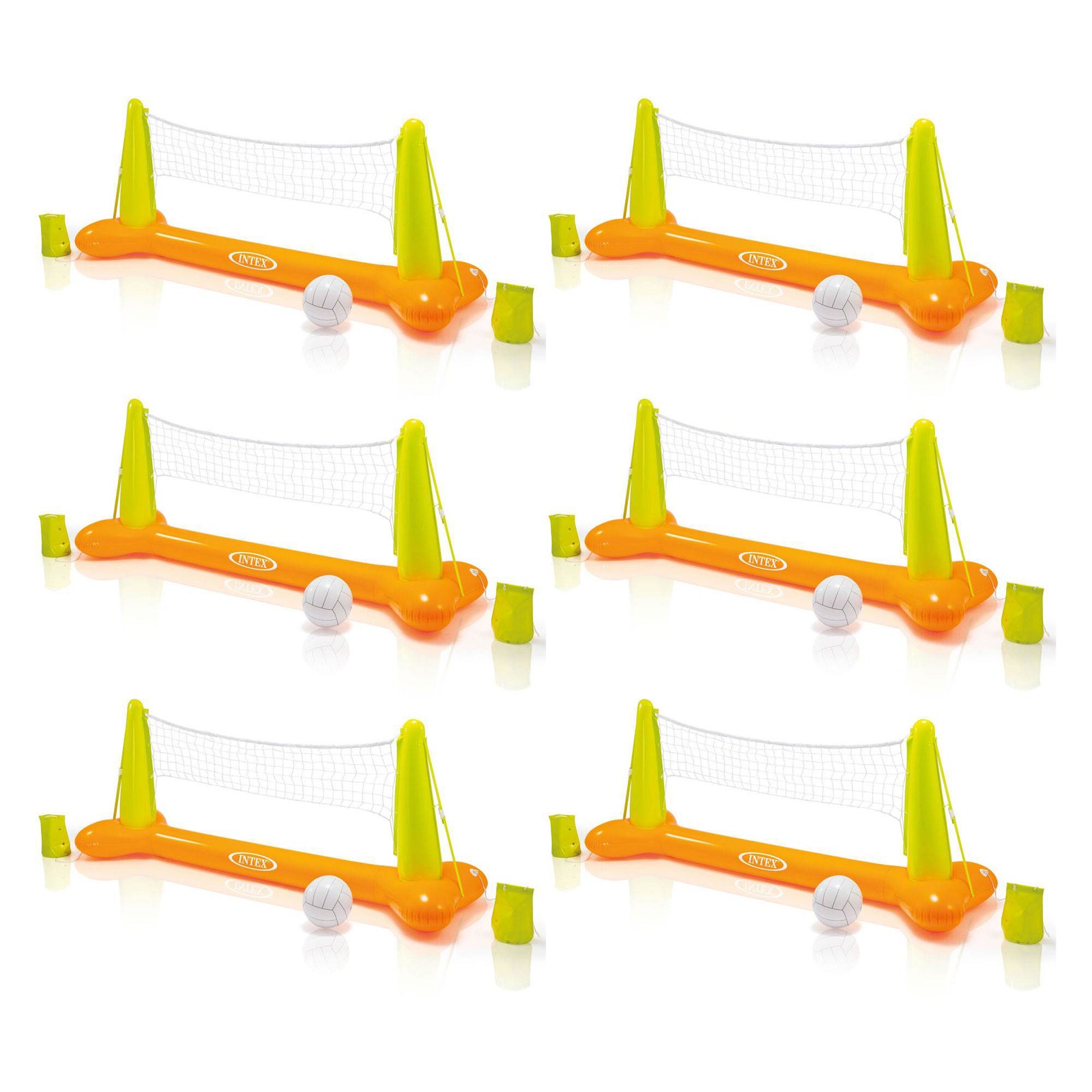 Intex Inflatable Floating Swimming Pool Toy Volleyball Game, Multicolor (6 Pack)