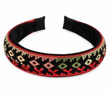 Traditional Embroidered Headband Boho Floral Hair Band Women Ethnic Style Black