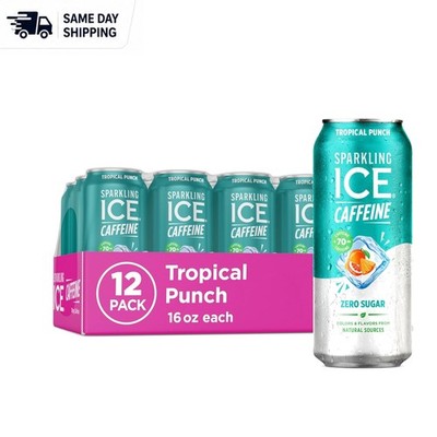 Refreshing Caffeine Tropical Punch with Antioxidants   16 fl oz Cans, Pack of 12