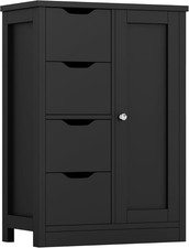 Bathroom Floor Storage Cabinet, Wooden Storage Organizer with 4 Drawers and 1