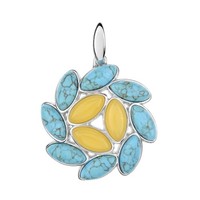 Cavill AnhäNger TüRkis 8,568Ct Silber 925 Blumen Echtschmuck Damen