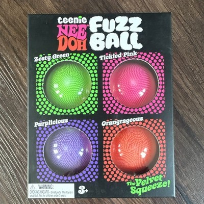Schylling Teenie NeeDoh Fuzz Ball Velvet Squeeze 4-Pack Green Pink 25079HY