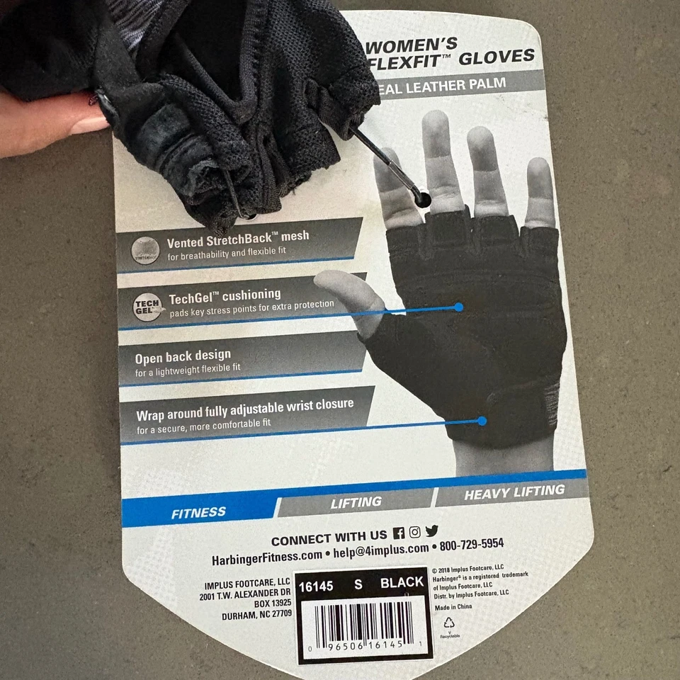 NUEVO Guantes de Entrenamiento de Fuerza Harbinger Mujer S Flexfit Cuero Negro Levantamiento Gimnasio Foto 2 de 4