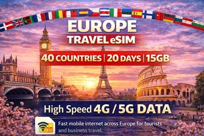 Europe eSIM 15GB 30 Days 40 Countries Data Only - Bild 1 von 4