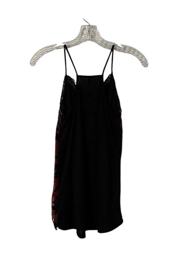 Top Cami Terciopelo Whimsigoth Talla S Negro Encaje Borgoña Bruja Oscuro Floral Romántico Foto 2 de 4