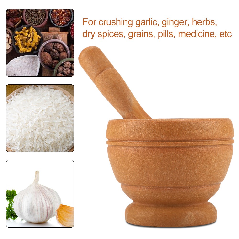 2)Manual Plastic Garlic Grinder Spices Herbs Mortar Pestle Set Bowl.