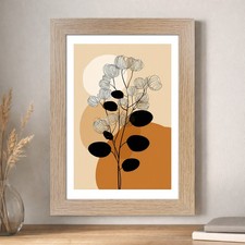 Skandinavischer Eukalyptus Wandbild Giclée Kunstdruck in Beige