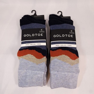 Gold Toe Edition Dress Crew Socks 6-Pair Lot (2 Packs) Size 6-12.5 Pattern Mix