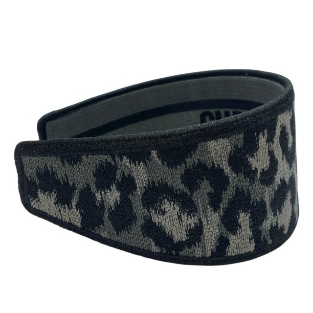 Christian Dior Oblique Leopard Canvas Headband Hair Band Accessory Gray Black thumbnail 4