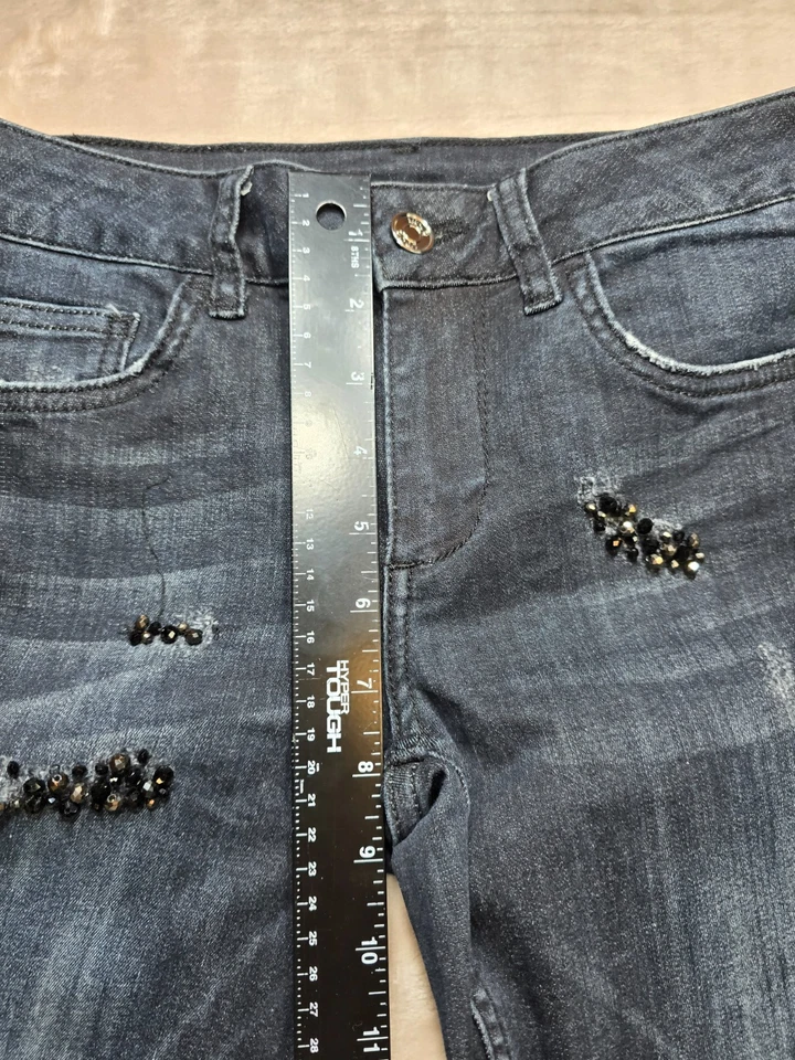 Liu Jo Women's Pants Size 28 Cotton Blue Jeans Rhinestone Logo - Image 3 of 4