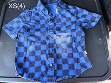 Tommy Bahama Kids Shirt Boys XS 4 Blue Black Tropical Palm Button Down