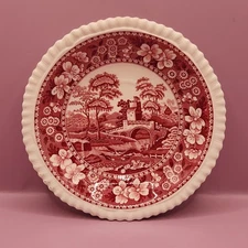 Antique Set Of 3 Copeland Spode Pink Red Tower Saucer Plates, 6" Diameter