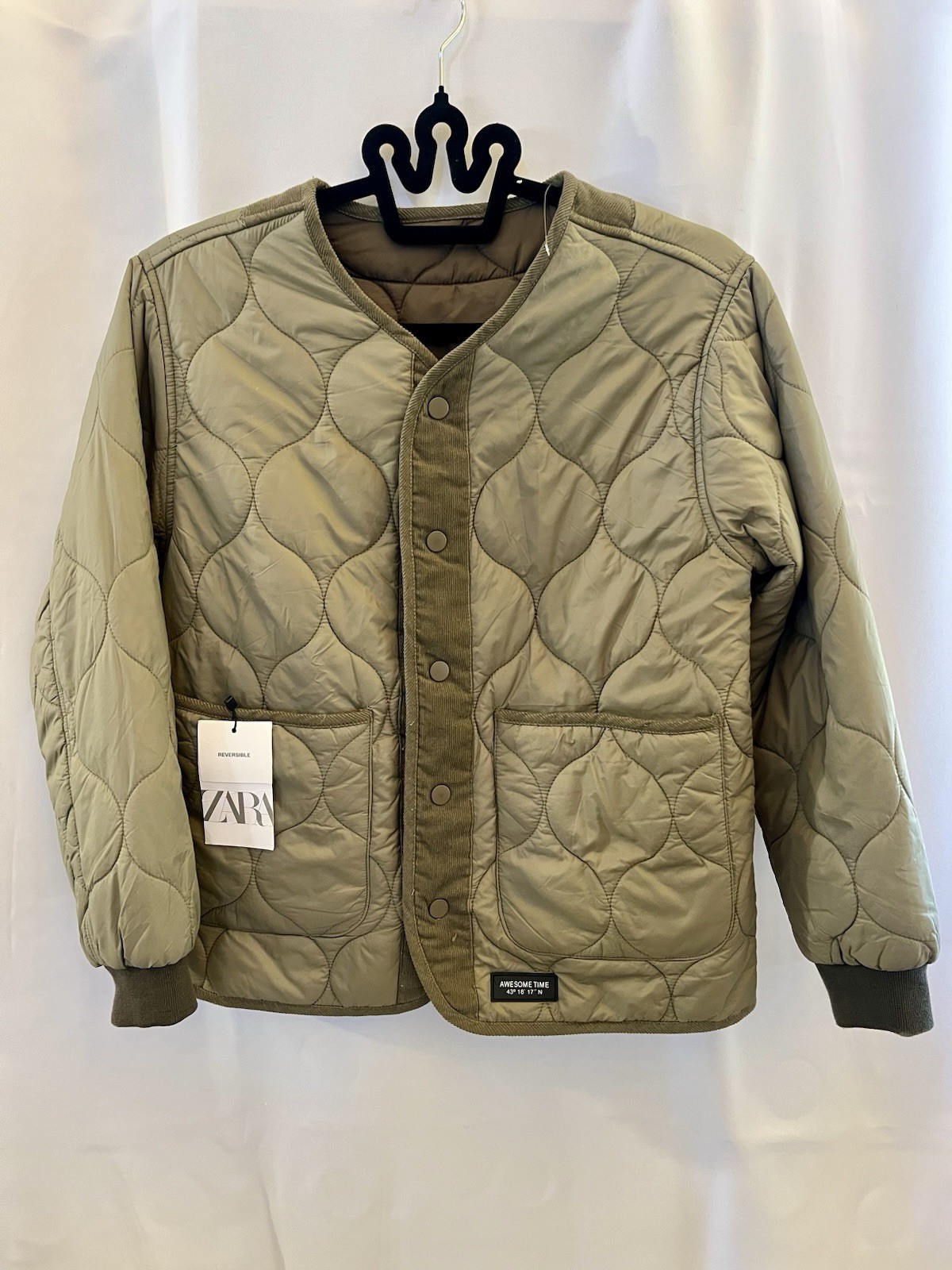 ZARA Unisex  Soft  Quilted Lightwear Puffer Jacket Coat  Olive Green Sz 11-12