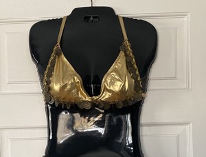 Dreamgirl Womens Goldtone Sequined and Coin Beaded Halter Bra Harem One Size